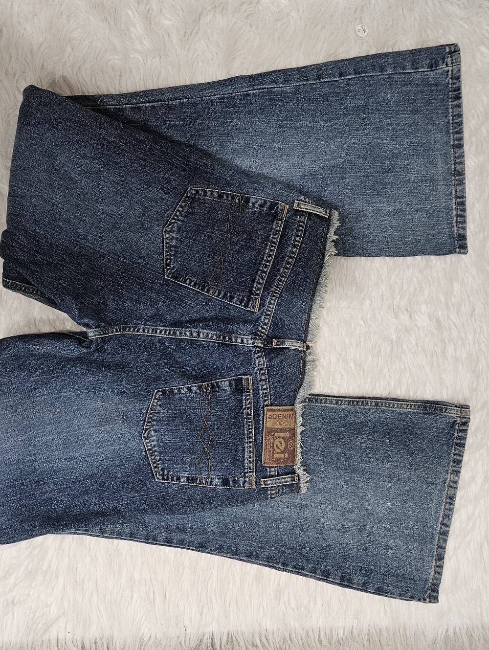 Vintage 90s Early 2000s Women’s Blue Flared Jeans with Lace-Up Waist - Picture 4 of 7